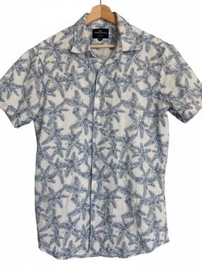 Rodd & Gunn Sports Fit Shirt Men’s M Blue Palm Tropical Short Sleeve